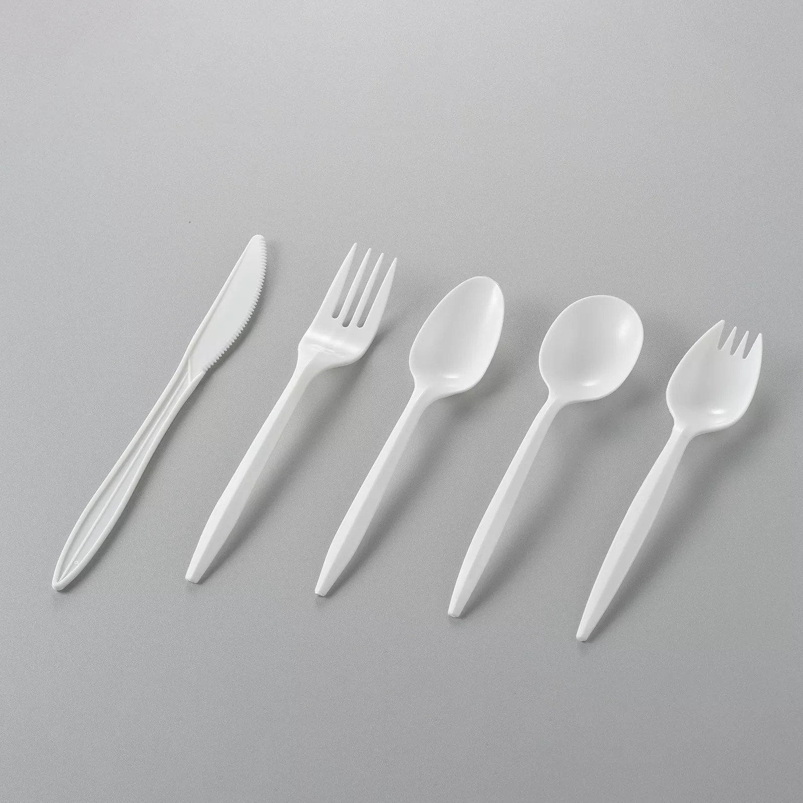 Medaim Weight Plastic Knife Fork Teaspoon Soupspoon Spork white